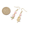 Valentine's Day Alloy Enamel Flower Dangle Earrings EJEW-JE06273-02-3