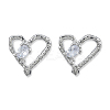 Clear Cubic Zirconia Heart Stud Earrings EJEW-N012-51P-B-2