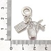 Rack Plating Alloy Hot Pink Enamel European Dangle Charms PALLOY-P307-01AS-3