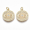 Brass Micro Pave Clear Cubic Zirconia Pendants KK-S356-010G-NF-1