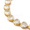 Clear Cubic Zirconia Heart Link Chain Necklace NJEW-E074-06G-3