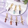 Natural & Synthetic Gemstone Chip & Flat Round with Number 0~9 Alloy Enamel Pendant Decorations HJEW-JM02358-2