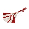 Handmade Macrame Nylon Thread Pendant Decorations with Wood Beads HJEW-P019-03B-3