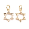 Brass Micro Pave Clear Cubic Zirconia Charms KK-G418-01G-2