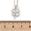925 Sterling Silver Pave Clear Cubic Zirconia Clover Pendant Necklaces for Women NJEW-G168-01P-5