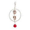 Halloween Skull Synthetic Turquois & Alloy Pendant Decoration HJEW-JM02108-1