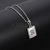 Rectangle Stainless Steel Pave Natural White Shell Pendant Necklaces FS-WG3D812-02-1