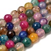 Faceted Natural Dragon Veins Fire Crackle Agate Beads Strands G-F447-10mm-F01-2