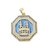Rack Plating Brass Micro Pave Clear Cubic Zirconia Pendants KK-H474-22G-01-1