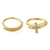 Adjustable Brass Micro Pave Cubic Zirconia Rings Set RJEW-M021-01G-1