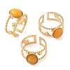 Oval Natural Agate Finger Rings RJEW-Z057-11G-06-4