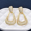 Teardrop Brass Micro Pave Clear Cubic Zirconia Cuff Earrings EJEW-K305-01G-3