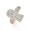 Brass Micro Pave Clear Cubic Zirconia Cuff Finger Rings for Women RJEW-C116-01G-4