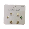 6 Pcs Brass Mirco Pave Clear Cubic Zirconia Ear Studs EJEW-S218-01G-06-1