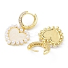 Heart Rack Plating Brass Cubic Zirconia Hoop Earrings with Plastic Pearl Beads EJEW-K245-06G-2