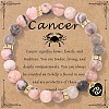 12 Constellations Natural Zebra Jasper Round Beaded with Enamel Heart Charm Bracelets WGB6967-06-1