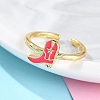 Rack Plating Brass Micro Pave Cubic Zirconia Open Cuff Rings for Women KK-K392-59G-04-2