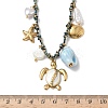 Ocean 304 Stainless Steel & Plastic Pearl & Natural Shell Turtle Starfish Shell Shape Pendant Necklaces for Women NJEW-G180-03G-3
