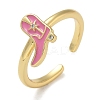 Rack Plating Brass Micro Pave Cubic Zirconia Open Cuff Rings for Women KK-K392-59G-03-4