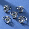 Natural Labradorite Finger Rings RJEW-E067-04P-1