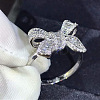 Bowknot Brass Micro Pave Clear Cubic Zirconia Finger Rings for Women FS-WGD928F-02-4