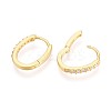 925 Sterling Silver Micro Pave Clear Cubic Zirconia Oval Hoop Earrings STER-N017-13G-3