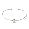 Rack Plating Brass Micro Pave Clear Cubic Zirconia Letter Open Cuff Bangles BJEW-A018-01P-B-2