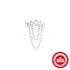 Moon 925 Sterling Silver Micro Pave Clear Cubic Zirconia Cartilage Earrings with Tassel Chains FS-WGA2317-06-2