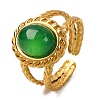 Oval Natural Dyed & Heated Green Onyx Agate Finger Rings RJEW-Q822-25G-02-1