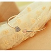 Double Heart Alloy Rhinestone Cuff Bangles for Women WGD430F-01-4