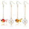 2 Pairs 2 Colors Resin Fish & Glass Ball Asymmetrical Earrings EJEW-AN0002-32-1