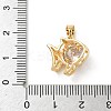 Brass Micro Pave Cubic Zirconia Fish Charms KK-Z136-49G-01-3
