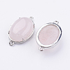 Brass Natural Rose Quartz Links connectors X-G-E398-04R-1