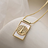 Brass with Natural Shell Rectangle Pendant Necklaces WG6A025-03-1