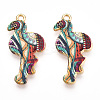 Printed Light Gold Tone Alloy Pendants ENAM-N056-210E-2