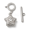 Brass Micro Pave Clear Cubic Zirconia Toggle Clasps KK-N254-81P-2