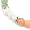 Natural Red Aventurine & Gemstone Round Beaded Bracelet for Women BJEW-JB08336-04-5