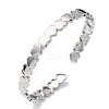 Heart Brass Cuff Bangles for Women BJEW-C144-01B-P-4
