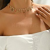 Brass Colorful Rhinestone Rainbow Rectangle Tassel Choker Necklaces for Women WG894E5-01-3