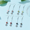 4 Pairs Natural Gemstone Round Beaded Dangle Earrings EJEW-JE05630-2