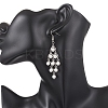 Rhombus 304 Stainless Steel Shell Pearl Dangle Earrings EJEW-TA00770-2