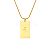 Stylish Stainless Steel 12 Zodiac Rectangle Pendant Necklaces for women GA2858-7-1