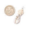5Pcs 5 Styles Natural Cowrie Shell & Dyed Synthetic Turquoise Turtle Copper Wire Wrapped Pendants PALLOY-JF04034-03-2