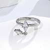 304 Stainless Steel & Cubic Zirconia Finger Rings WG4CD34-02-1