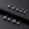 316L Surgical Stainless Steel Clear Cubic Zirconia L-Shaped Nose Rings WG135CD-15-1