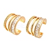 Brass Micro Pave Clear Cubic Zirconia Cuff Earrings EJEW-F370-29G-3