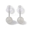 Anti-Tarnish Rhodium Plated 999 Fine Silver Texture Round Stud Earrings for Women LS-EJEW-S215-08P-2