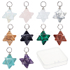 10Pcs 10 Colors Rose Quartz & Quartz Crystal & Amethyst & Picture Jaspe & Opalite & Turquoise & Blue Goldstone & Goldstone & Howlite & Malachite Gemstone Pendants G-SC0002-01-1