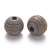 Painted Natural Wood Beads WOOD-N006-02A-08-2