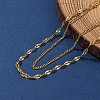 304 Stainless Steel Dapped Chain Double Layered Necklaces for Women NJEW-U050-02C-G-2